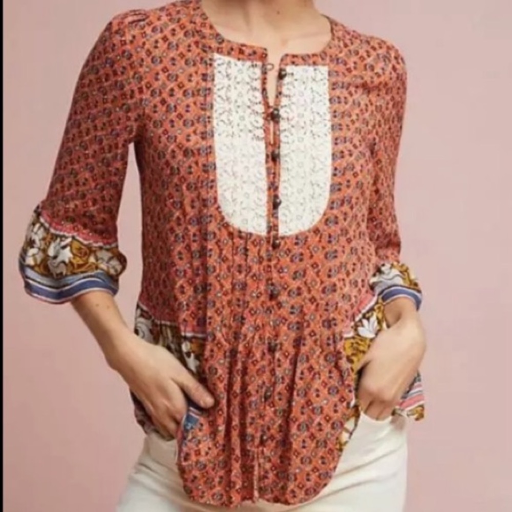Anthropologie Maeve Hiver Boho Floral Blouse